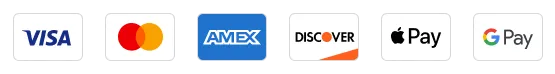 Visa, Mastercard, American Express, Discover, Apple Pay, Google Pay